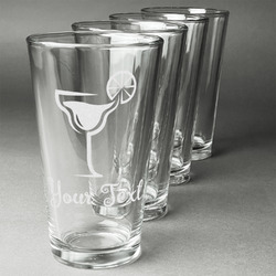 Cocktails Pint Glasses - Engraved (Set of 4) (Personalized)