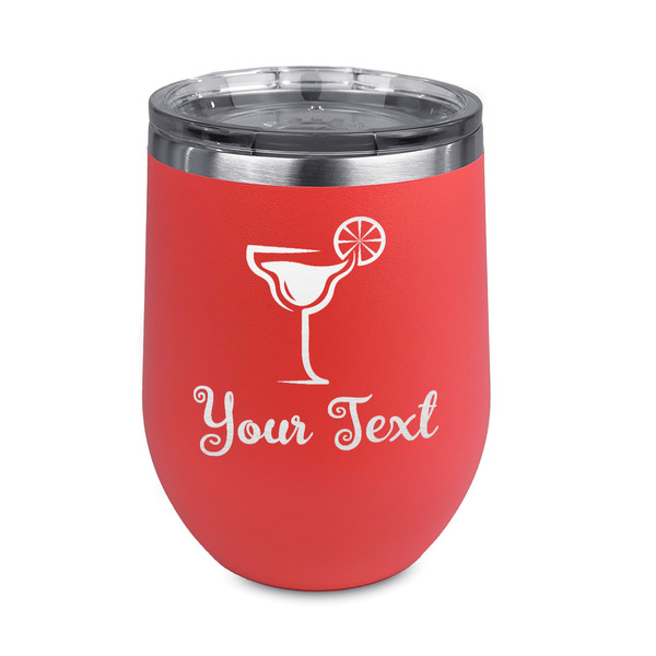 Custom Cocktails Stemless Stainless Steel Wine Tumbler - Coral - Double Sided (Personalized)