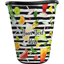 Cocktails Waste Basket - Single Sided (Black) (Personalized)