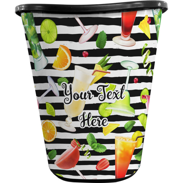 Custom Cocktails Waste Basket - Single Sided (Black) (Personalized)