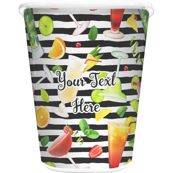 Custom Cocktails Waste Basket - Single Sided (White) (Personalized)