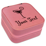 Cocktails Travel Jewelry Boxes - Pink Leather (Personalized)