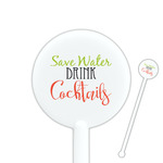 Cocktails 5.5" Round Plastic Stir Sticks - White - Double Sided