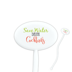 Cocktails 7" Oval Plastic Stir Sticks - White - Single Sided