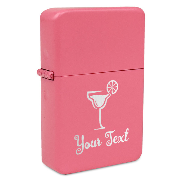 Custom Cocktails Windproof Lighter - Pink - Single Sided & Lid Engraved (Personalized)