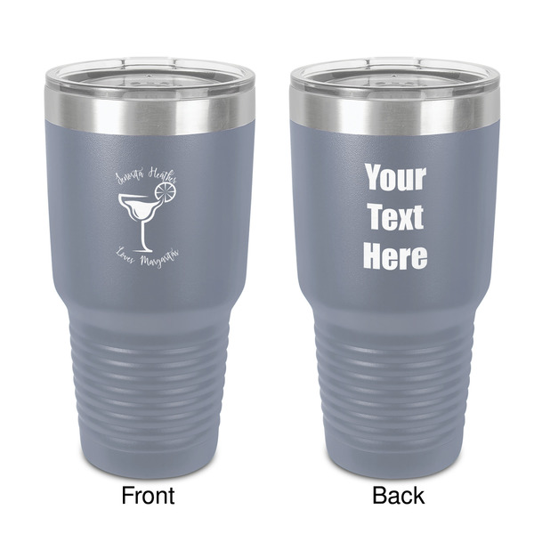 Custom Margarita Lover 30 oz Stainless Steel Tumbler - Grey - Double-Sided (Personalized)