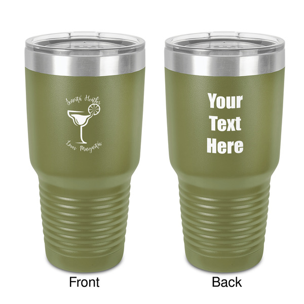 Custom Margarita Lover 30 oz Stainless Steel Tumbler - Olive - Double-Sided (Personalized)