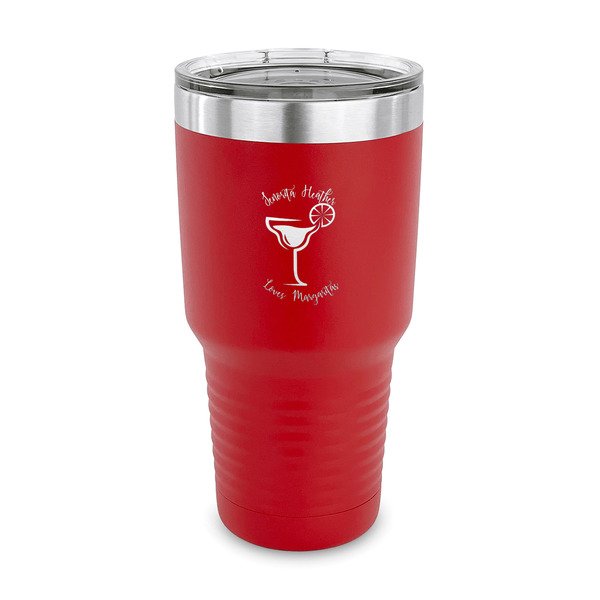 Custom Margarita Lover 30 oz Stainless Steel Tumbler - Red - Single Sided (Personalized)