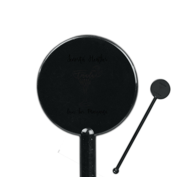 Custom Margarita Lover 5.5" Round Plastic Stir Sticks - Black - Single Sided (Personalized)