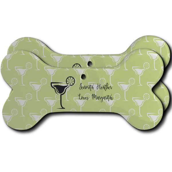 Custom Margarita Lover Ceramic Dog Ornament - Front & Back w/ Name or Text