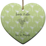 Margarita Lover Heart Ceramic Ornament w/ Name or Text