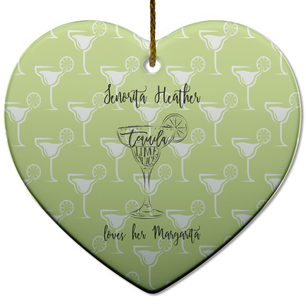 Custom Margarita Lover Heart Ceramic Ornament w/ Name or Text