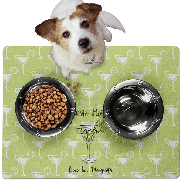 Custom Margarita Lover Dog Food Mat - Medium w/ Name or Text