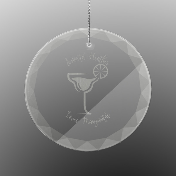 Custom Margarita Lover Engraved Glass Ornament - Round (Personalized)