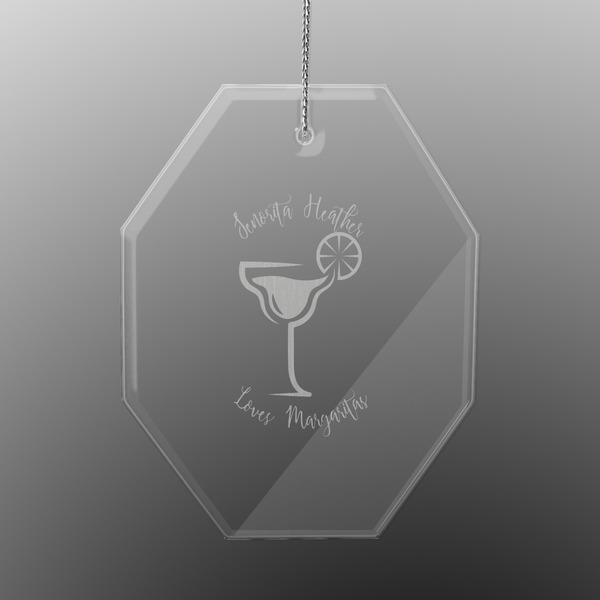 Custom Margarita Lover Engraved Glass Ornament - Octagon (Personalized)