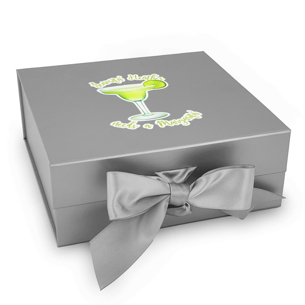 Custom Margarita Lover Gift Box with Magnetic Lid - Silver (Personalized)