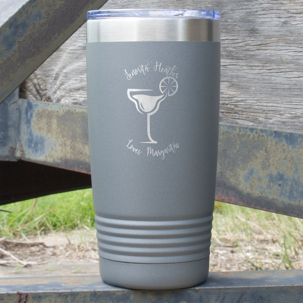 Custom Margarita Lover 20 oz Stainless Steel Tumbler - Grey - Single Sided (Personalized)