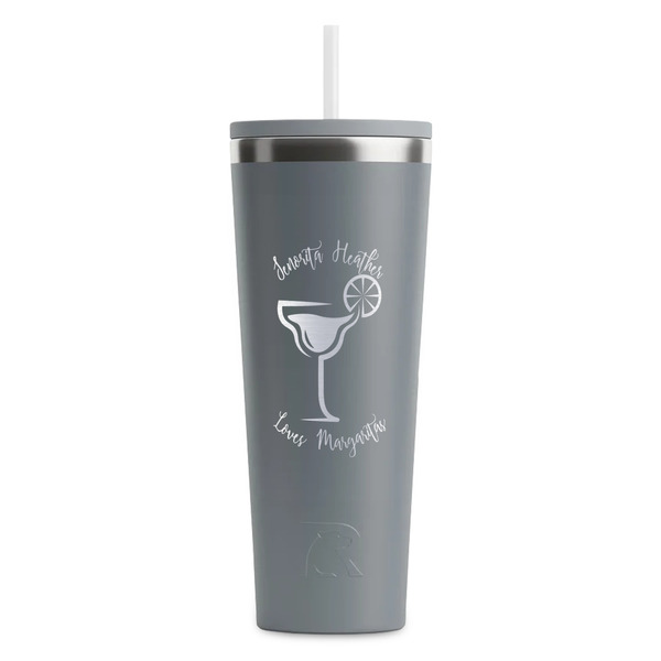 Custom Margarita Lover RTIC Everyday Tumbler with Straw - 28oz - Grey - Single-Sided (Personalized)