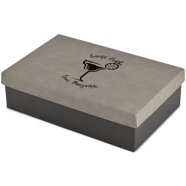 Custom Margarita Lover Large Gift Box w/ Engraved Leather Lid (Personalized)