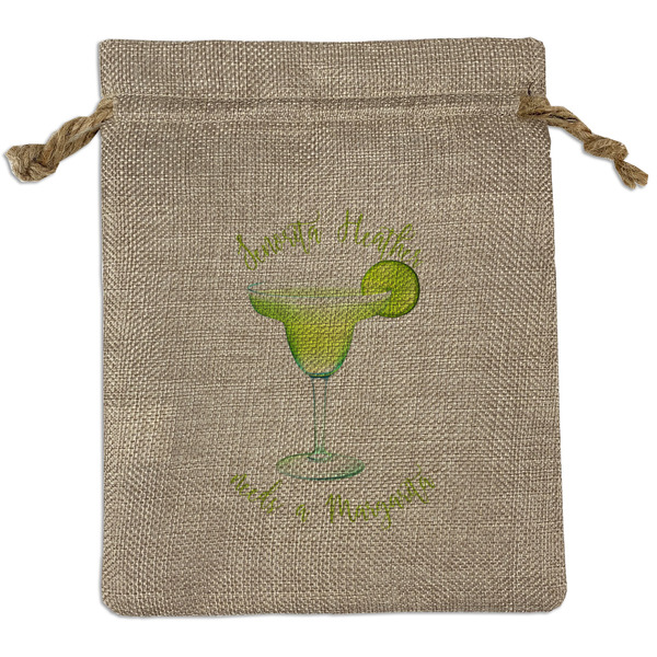 Custom Margarita Lover Medium Burlap Gift Bag - Front (Personalized)