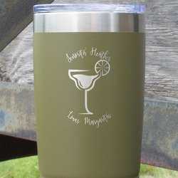 Margarita Lover 20 oz Stainless Steel Tumbler - Olive - Double Sided (Personalized)