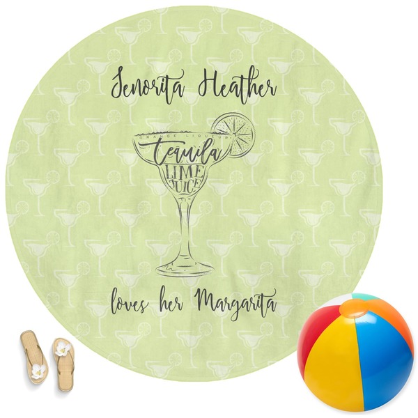 Custom Margarita Lover Round Beach Towel (Personalized)