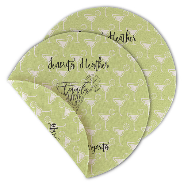 Custom Margarita Lover Round Linen Placemat - Double Sided - Set of 4 (Personalized)