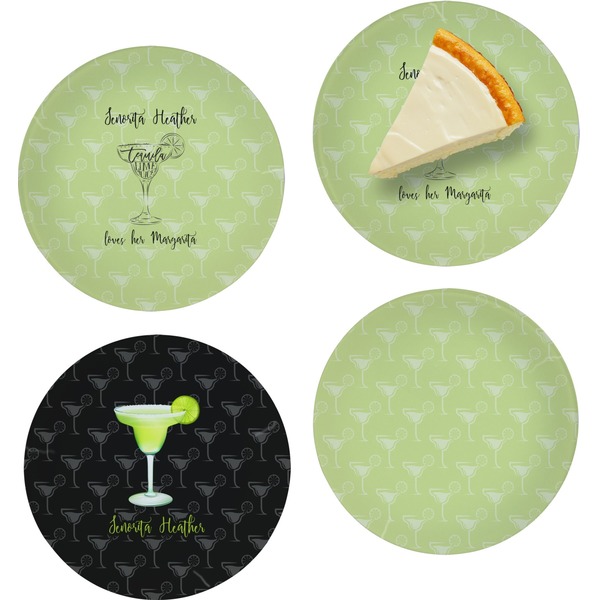 Custom Margarita Lover Set of 4 Glass Appetizer / Dessert Plate 8" (Personalized)