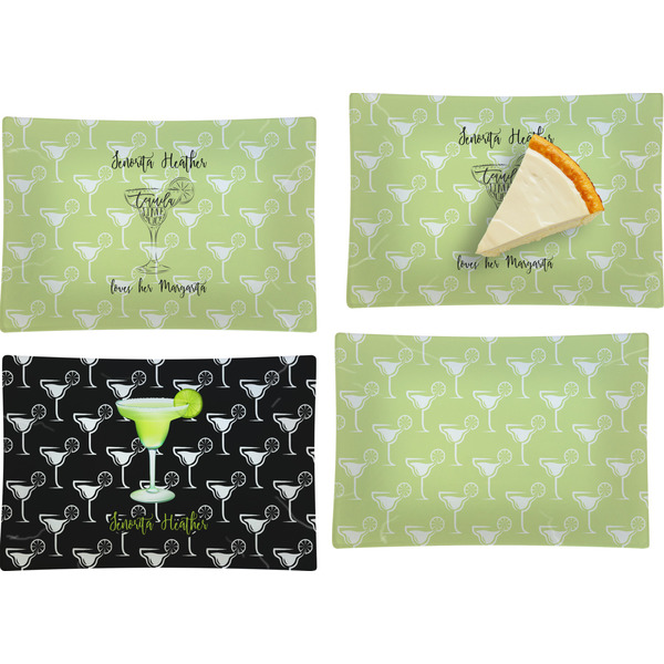 Custom Margarita Lover Set of 4 Glass Rectangular Appetizer / Dessert Plate (Personalized)