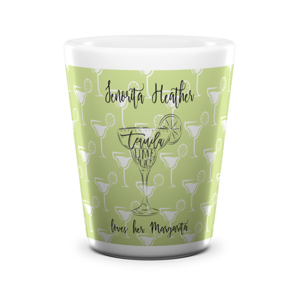 Custom Margarita Lover Ceramic Shot Glass - 1.5 oz - White - Single (Personalized)