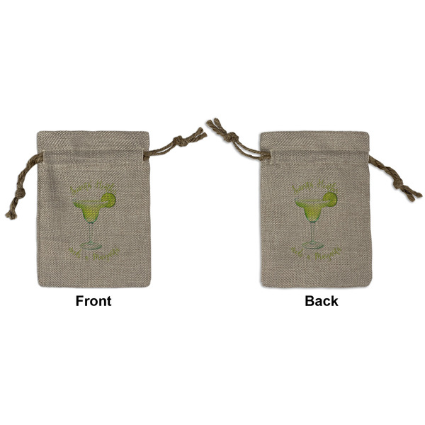 Custom Margarita Lover Small Burlap Gift Bag - Front & Back (Personalized)