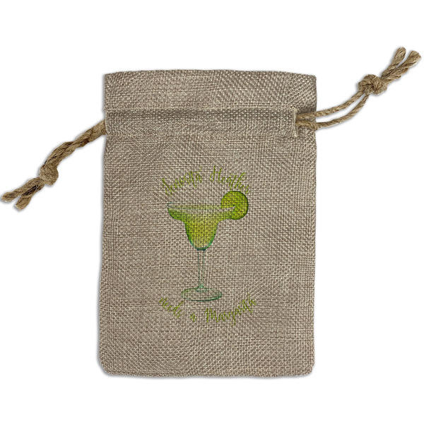 Custom Margarita Lover Small Burlap Gift Bag - Front (Personalized)