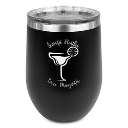 Margarita Lover Stemless Stainless Steel Wine Tumbler - Black - Double Sided (Personalized)