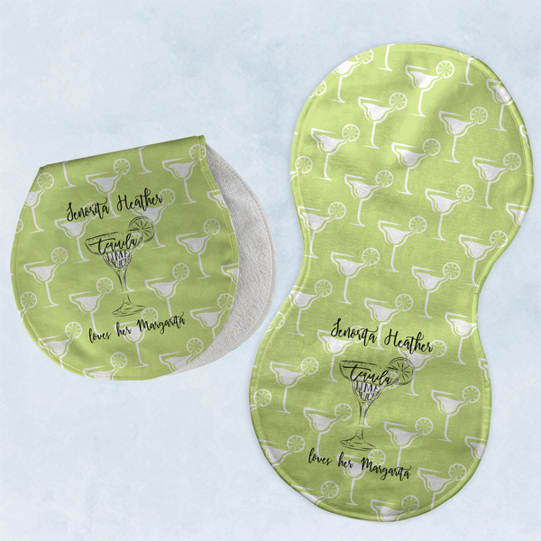 Custom Margarita Lover Burp Pads - Velour - Set of 2 w/ Name or Text