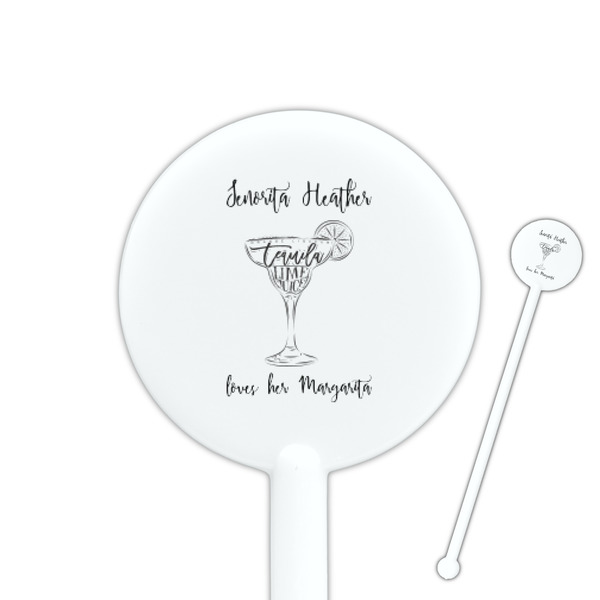 Custom Margarita Lover 5.5" Round Plastic Stir Sticks - White - Double Sided (Personalized)