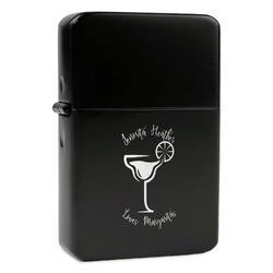 Margarita Lover Windproof Lighter - Black - Single Sided & Lid Engraved (Personalized)
