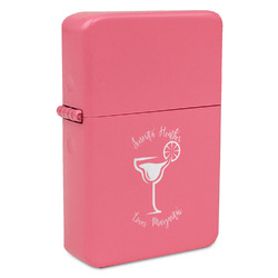 Margarita Lover Windproof Lighter - Pink - Single Sided & Lid Engraved (Personalized)