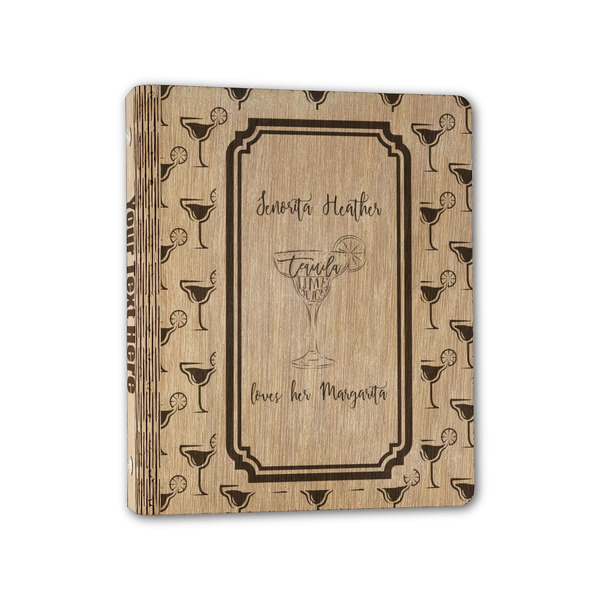 Custom Margarita Lover Wood 3-Ring Binder - 1" Half-Letter Size (Personalized)