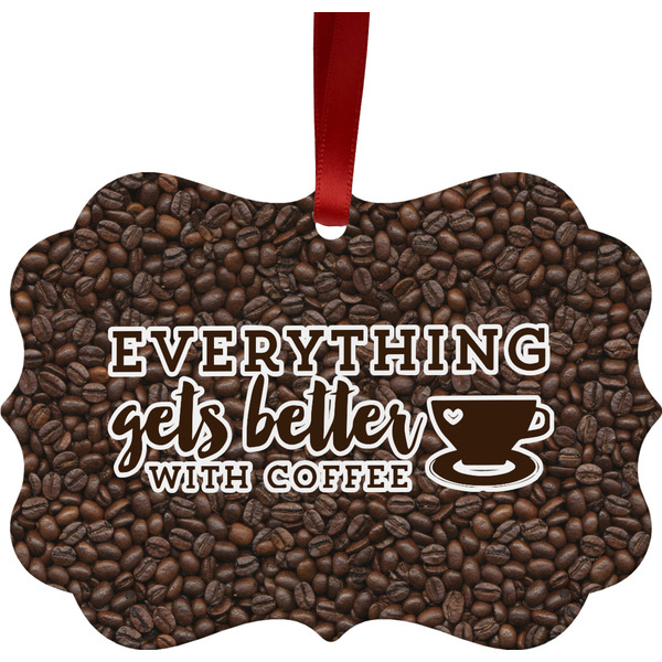 Custom Coffee Addict Metal Frame Ornament - Double Sided