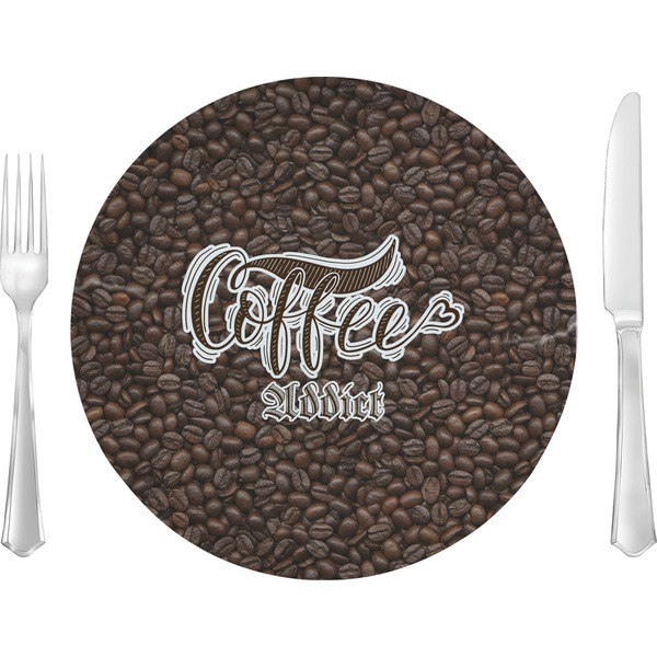 Custom Coffee Addict 10" Glass Lunch / Dinner Plates - Single or Set (Personalized)