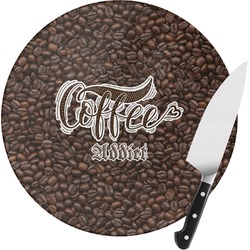 Coffee Addict Round Glass Cutting Board - Medium (Personalized)