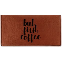 Coffee Addict Leatherette Checkbook Holder - Single Sided