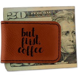Coffee Addict Leatherette Magnetic Money Clip - Double Sided