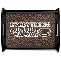Coffee Addict Black Wooden Tray - Large