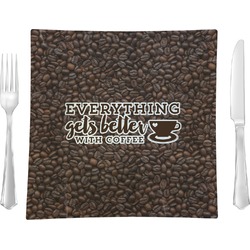 Coffee Addict Glass Square Lunch / Dinner Plate 9.5"