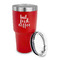 Coffee Addict 30 oz Stainless Steel Ringneck Tumblers - Red - LID OFF