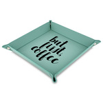 Coffee Addict Faux Leather Dice Tray - 9" x 9"  - Teal