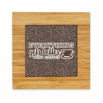 Coffee Addict Bamboo Trivet with Ceramic Tile Insert