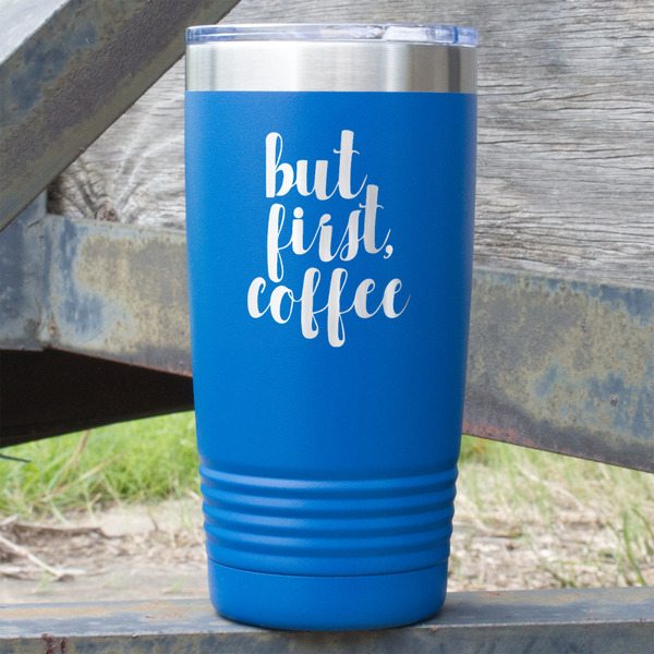 Custom Coffee Addict 20 oz Stainless Steel Tumbler - Royal Blue - Double Sided