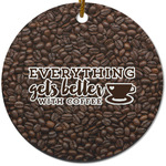 Coffee Addict Round Ceramic Ornament